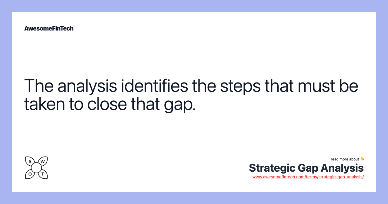 The analysis identifies the steps that must be taken to close that gap.