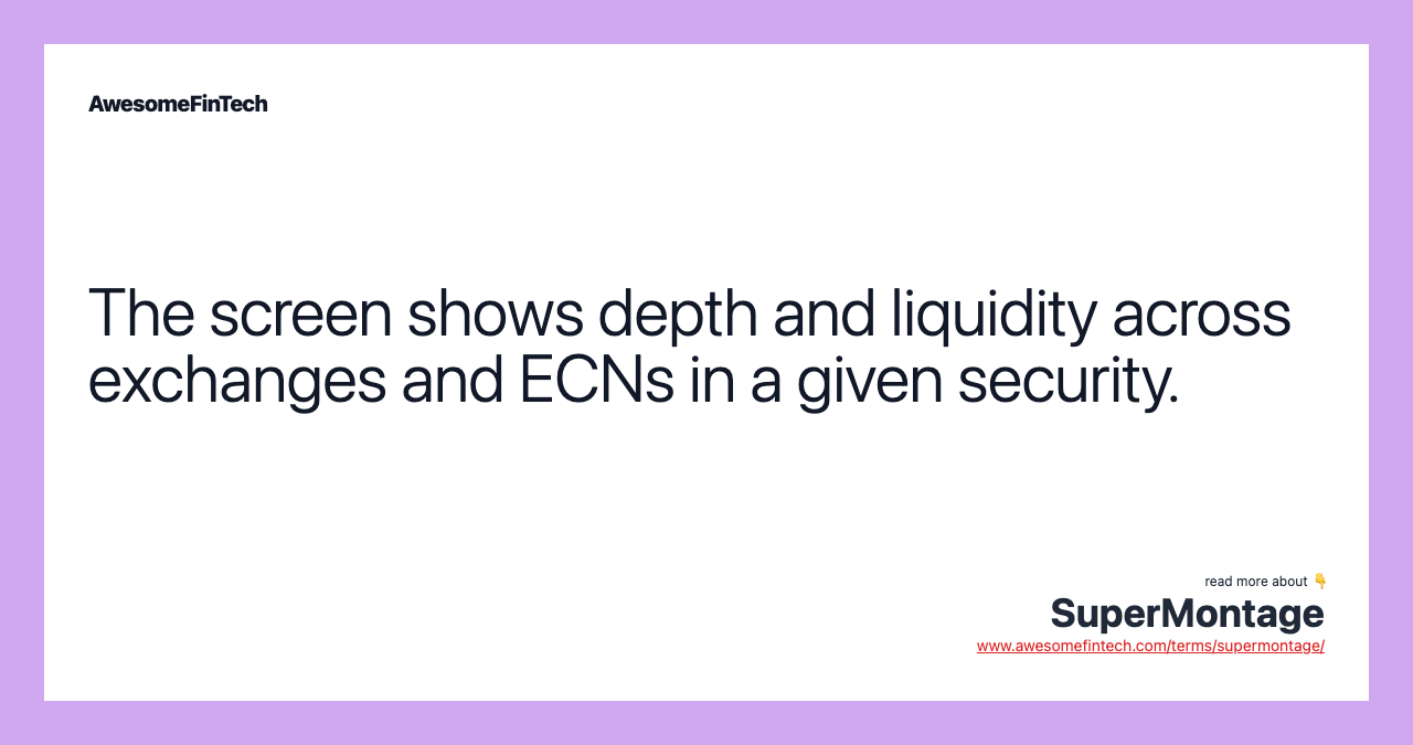 The screen shows depth and liquidity across exchanges and ECNs in a given security.