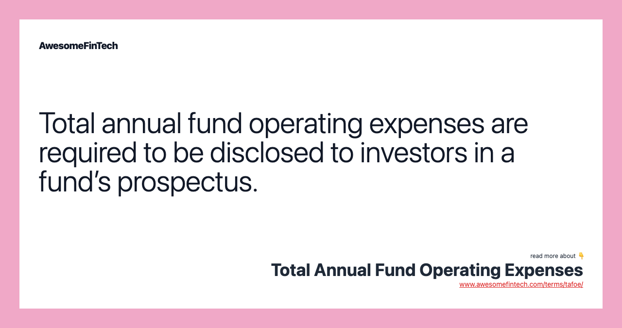 Total annual fund operating expenses are required to be disclosed to investors in a fund’s prospectus.