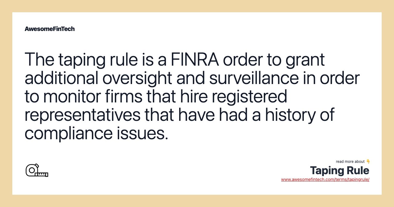 Taping Rule AwesomeFinTech Blog