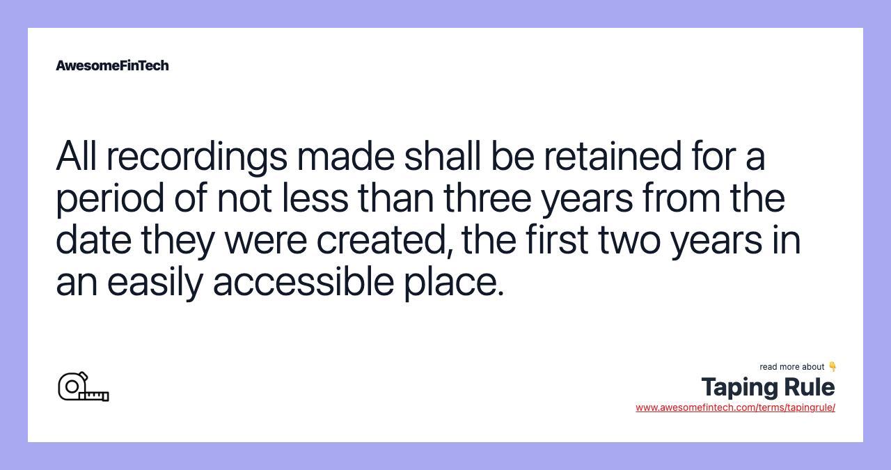 Taping Rule AwesomeFinTech Blog