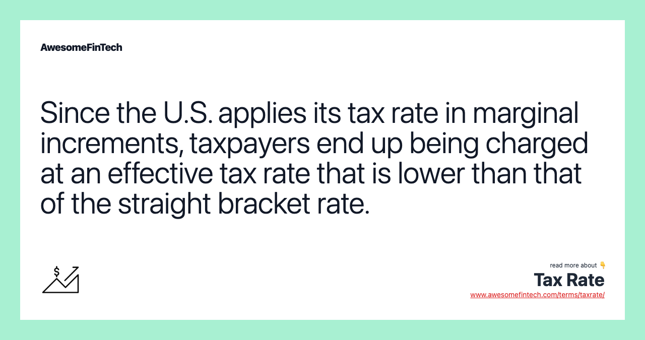 Since the U.S. applies its tax rate in marginal increments, taxpayers end up being charged at an effective tax rate that is lower than that of the straight bracket rate.