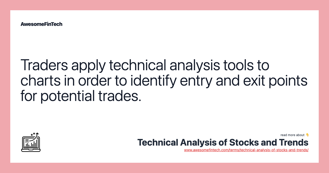 Traders apply technical analysis tools to charts in order to identify entry and exit points for potential trades.