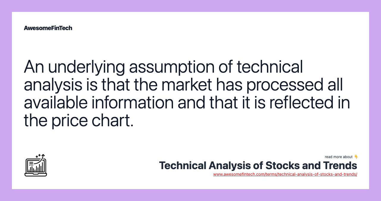 An underlying assumption of technical analysis is that the market has processed all available information and that it is reflected in the price chart.