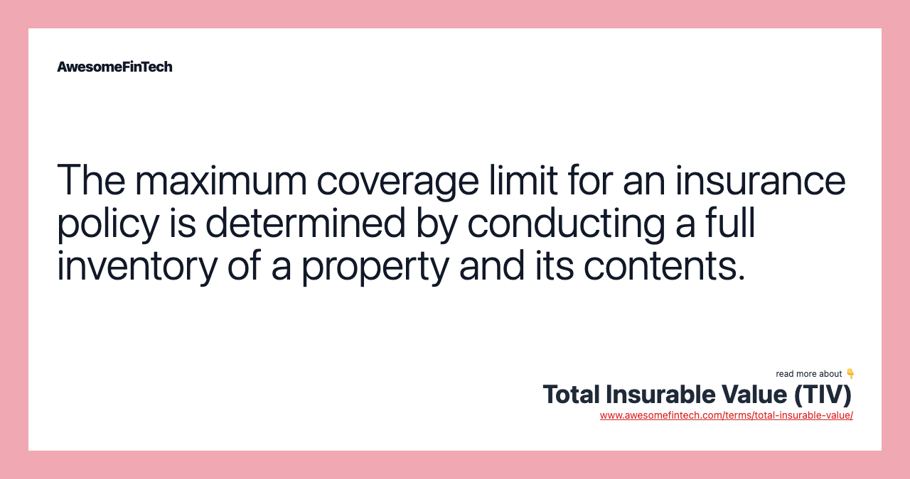 The maximum coverage limit for an insurance policy is determined by conducting a full inventory of a property and its contents.