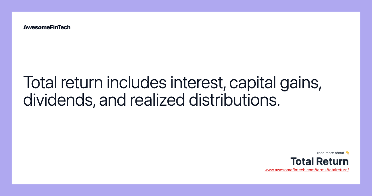 Total return includes interest, capital gains, dividends, and realized distributions.