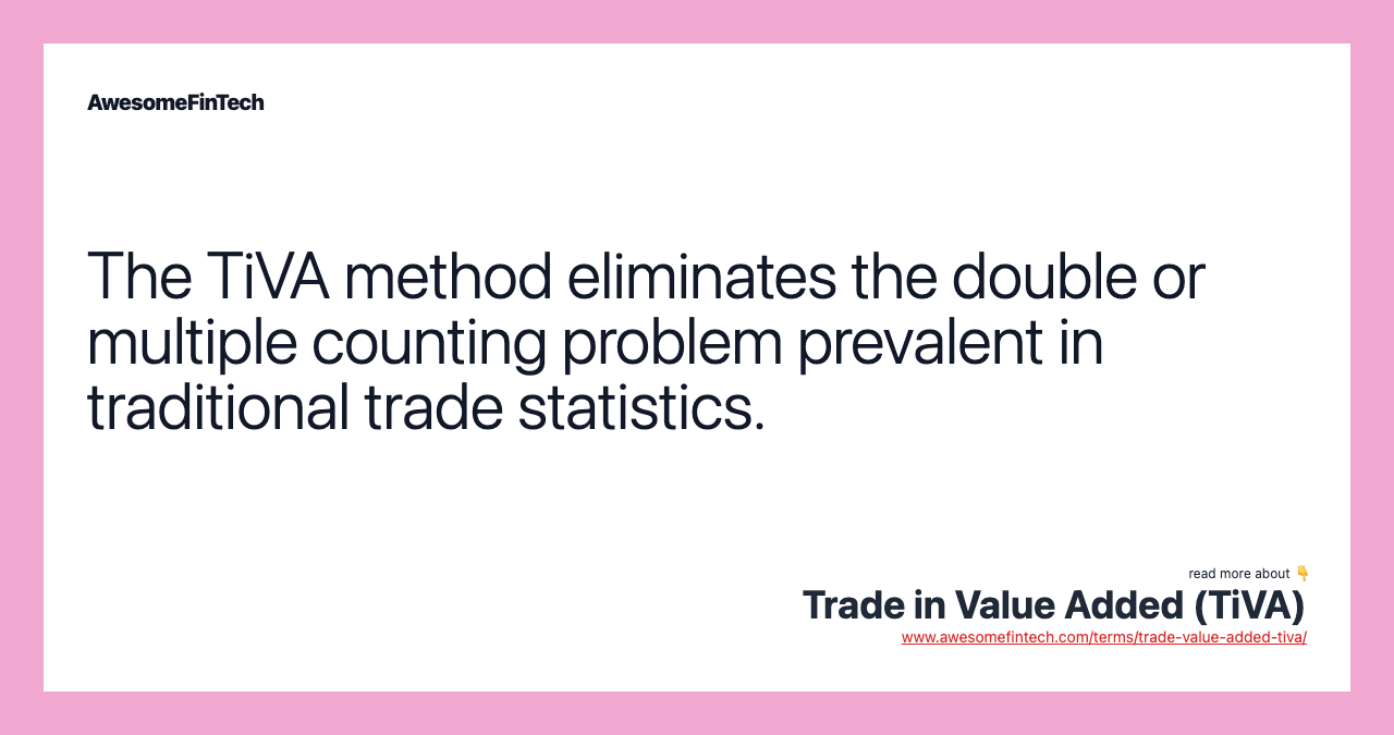 The TiVA method eliminates the double or multiple counting problem prevalent in traditional trade statistics.