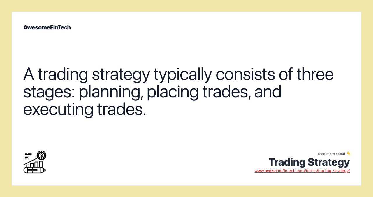 A trading strategy typically consists of three stages: planning, placing trades, and executing trades.