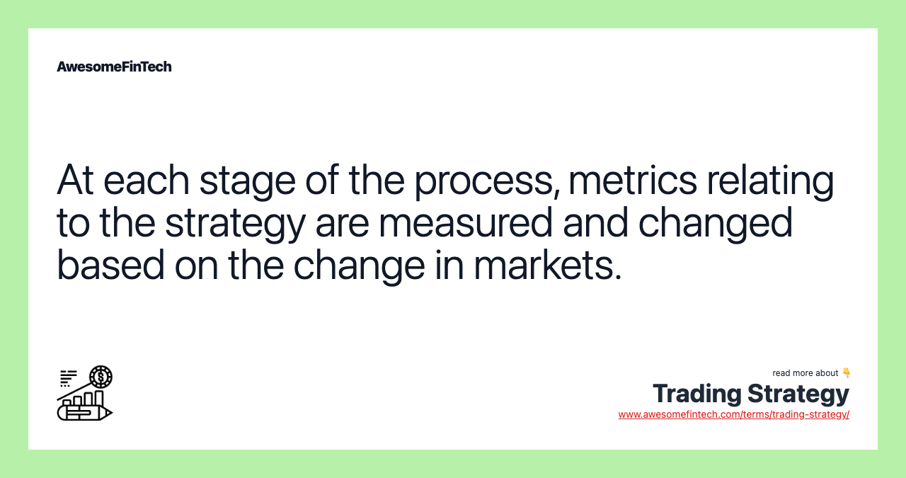 At each stage of the process, metrics relating to the strategy are measured and changed based on the change in markets.