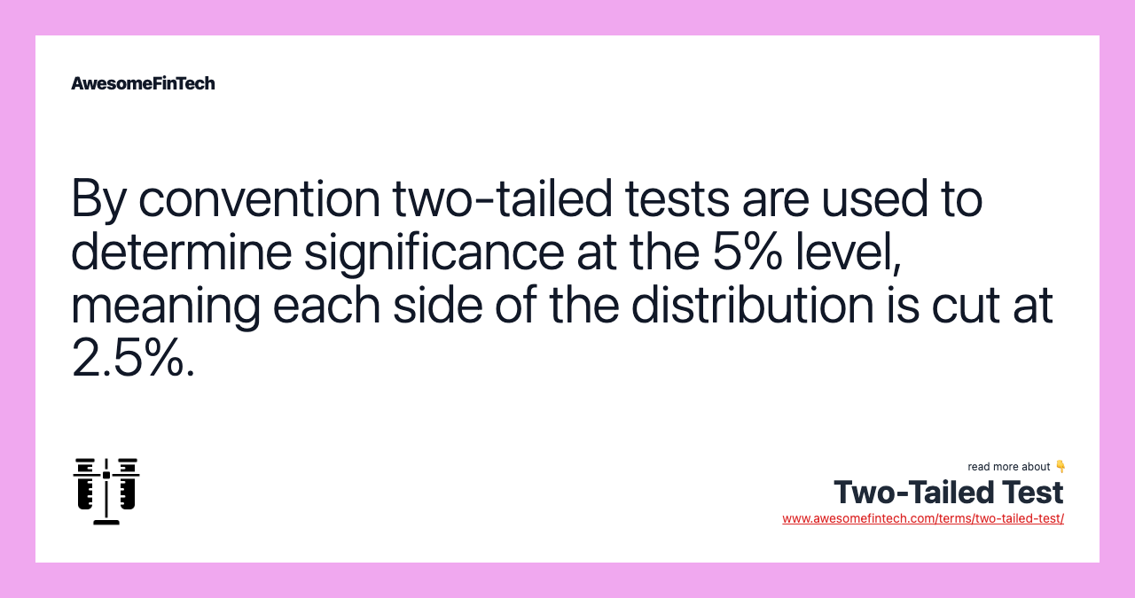 By convention two-tailed tests are used to determine significance at the 5% level, meaning each side of the distribution is cut at 2.5%.