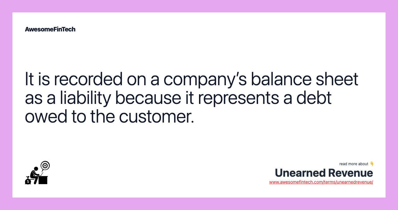 It is recorded on a company’s balance sheet as a liability because it represents a debt owed to the customer.