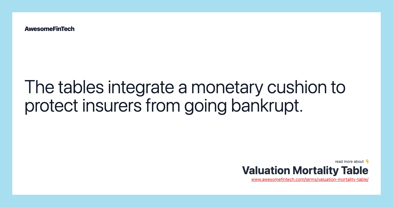 The tables integrate a monetary cushion to protect insurers from going bankrupt.