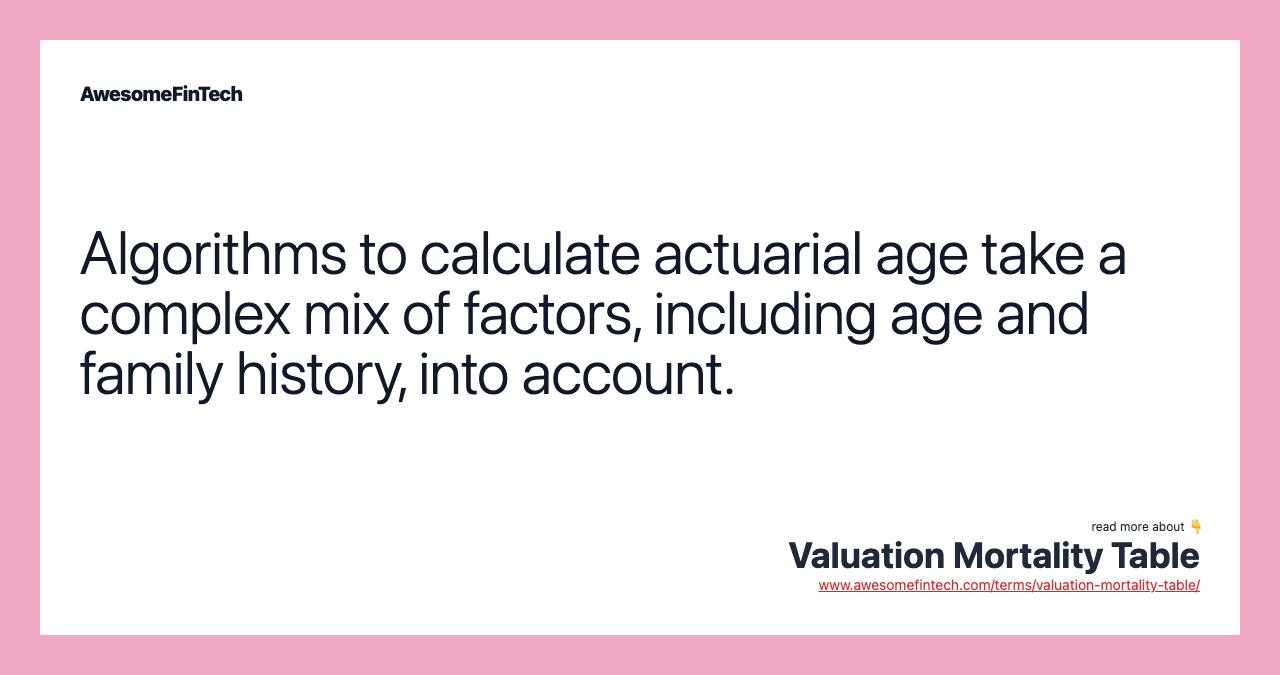 Algorithms to calculate actuarial age take a complex mix of factors, including age and family history, into account.
