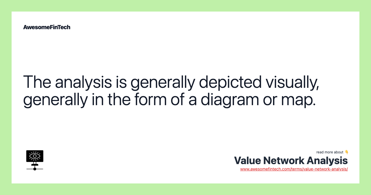 The analysis is generally depicted visually, generally in the form of a diagram or map.