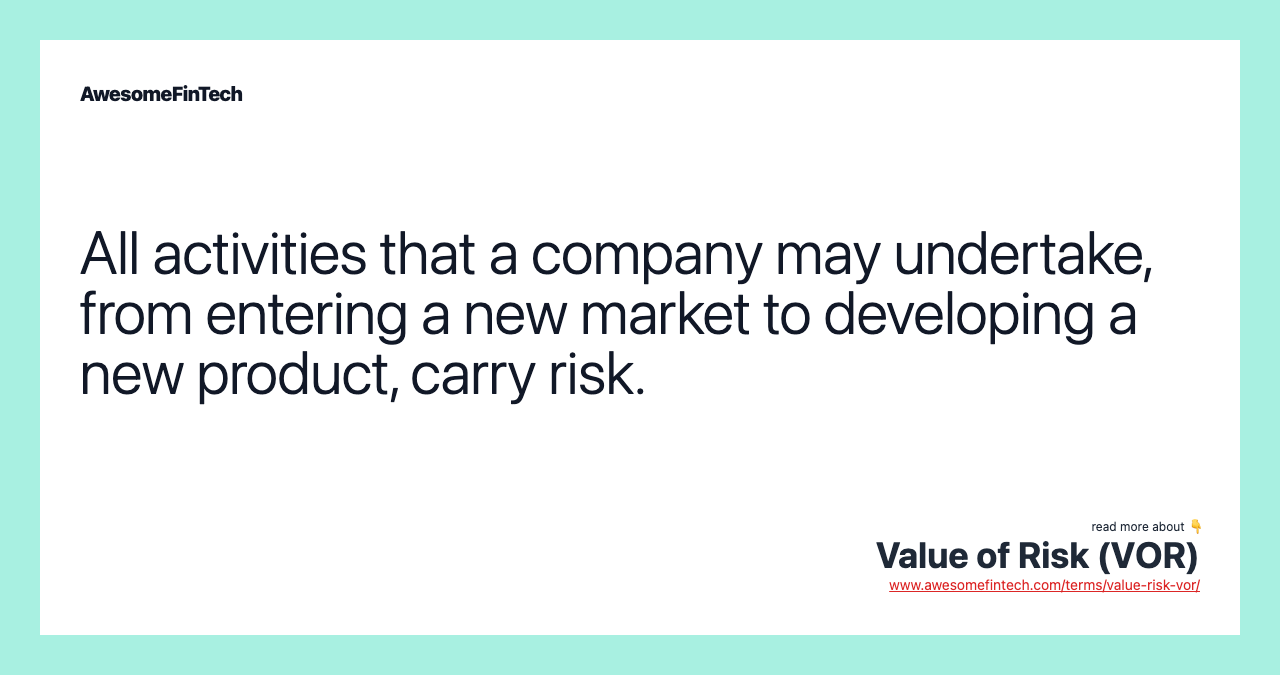 All activities that a company may undertake, from entering a new market to developing a new product, carry risk.