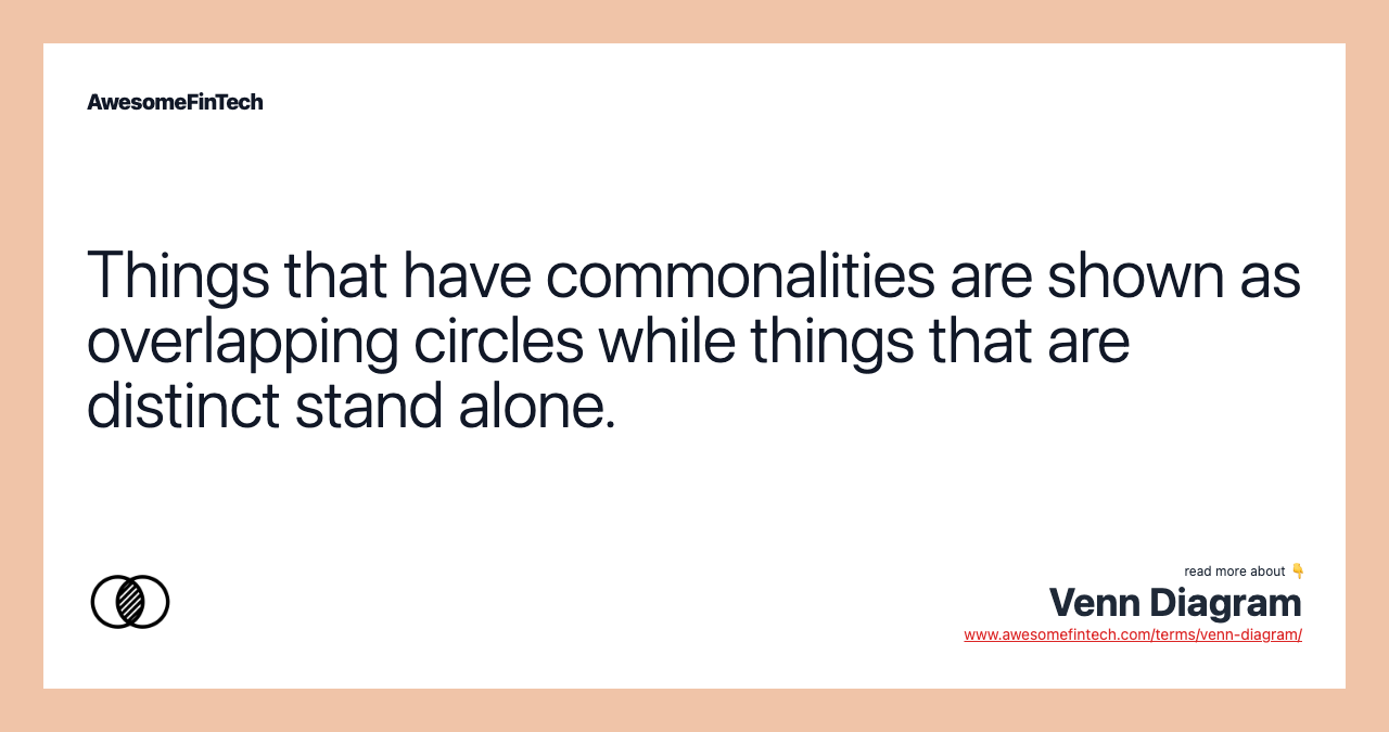 Things that have commonalities are shown as overlapping circles while things that are distinct stand alone.