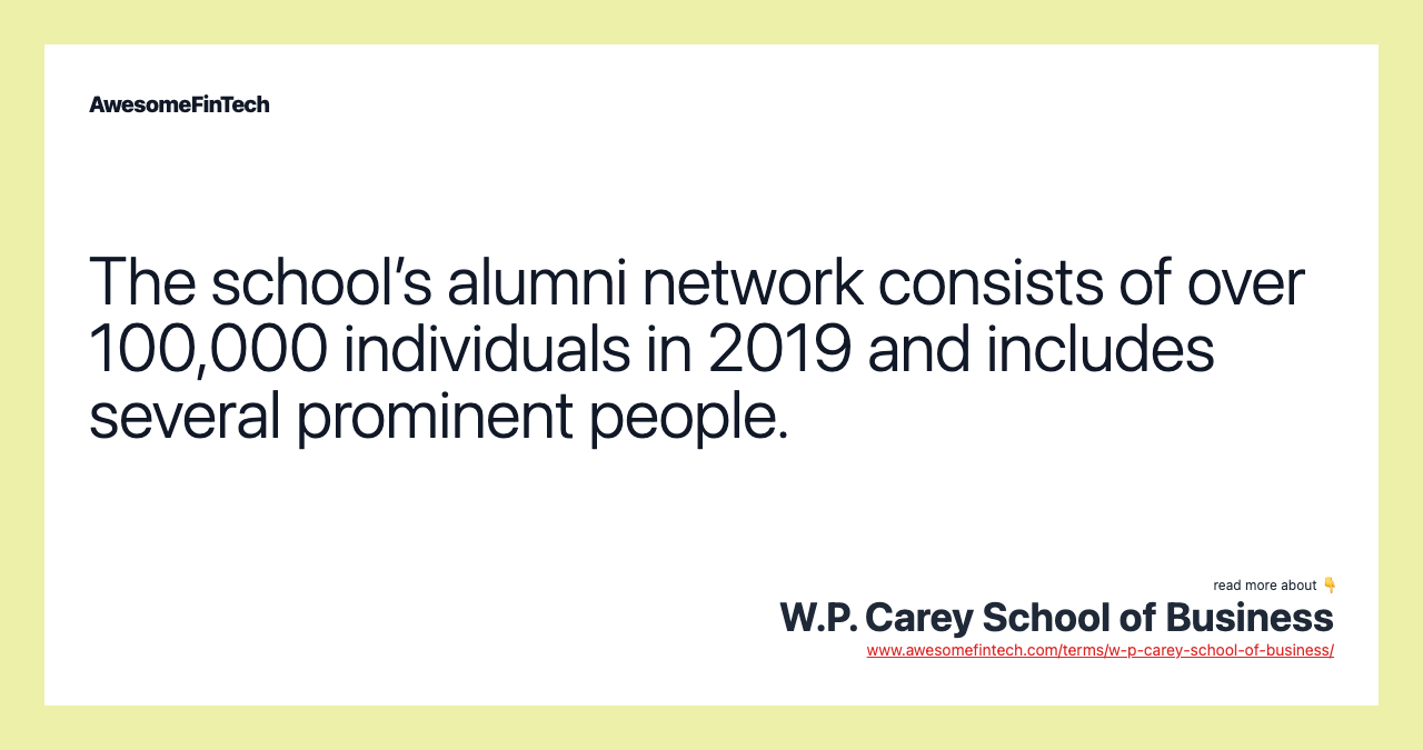 The school’s alumni network consists of over 100,000 individuals in 2019 and includes several prominent people.