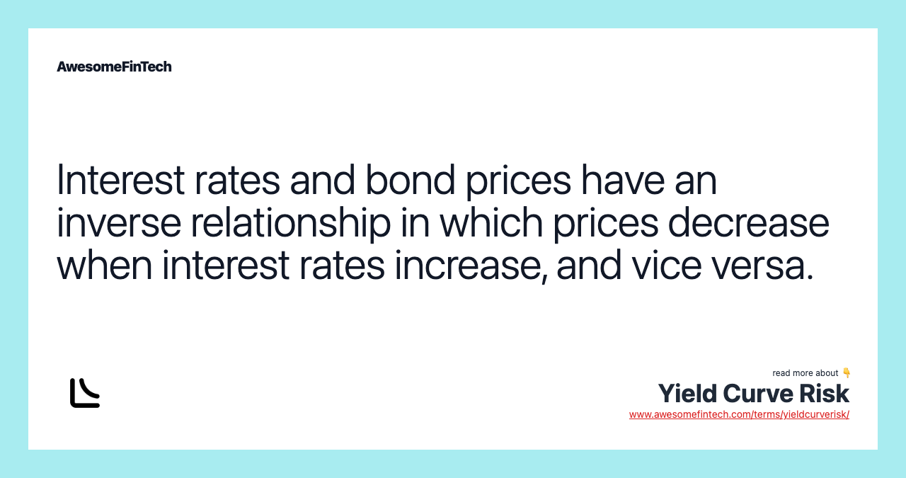 Interest rates and bond prices have an inverse relationship in which prices decrease when interest rates increase, and vice versa.