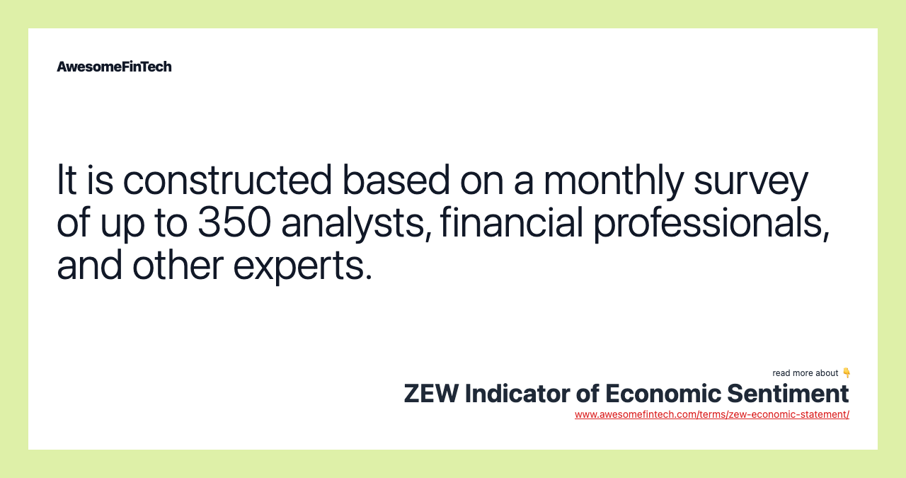 It is constructed based on a monthly survey of up to 350 analysts, financial professionals, and other experts.
